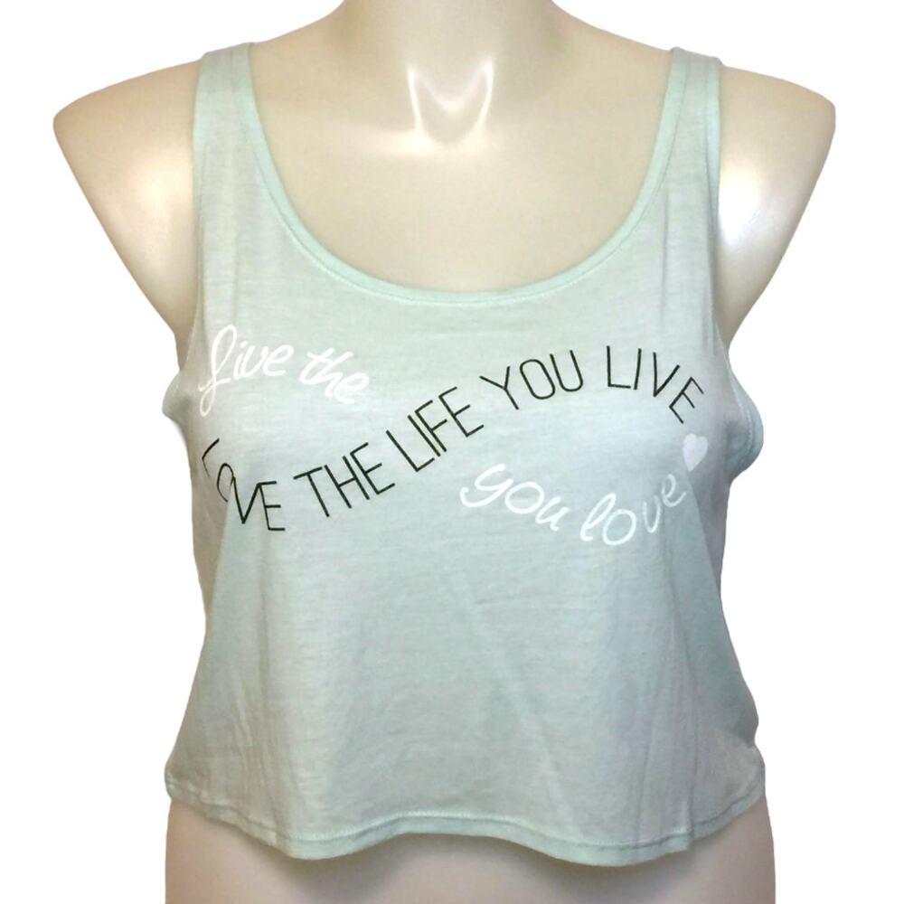 NWT "Live the life you love, love the life you live" Cropped Tank Top size L
